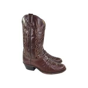 Dan Post R-Toe Cowboy Boots US 12 D Mens Pull-On Brown Leather Western Boot
